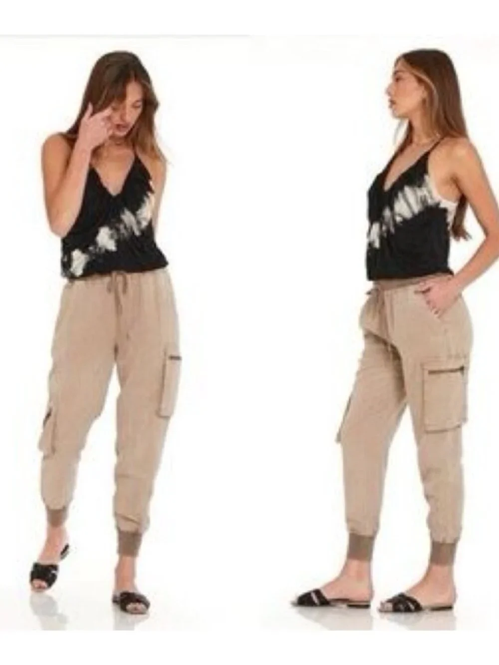 Young Fabulous & Broke XS Jupiter Jogger Utility Cargo Pants Taupe TENCEL